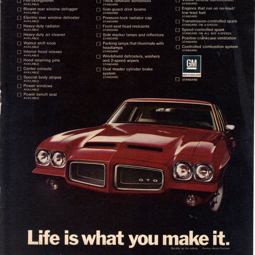 Vintage 1972 Pontiac GTO Print Ad PA178